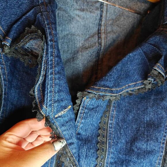 The Pyramid Collection Peplum Denim Jacket - Picture 3 of 9